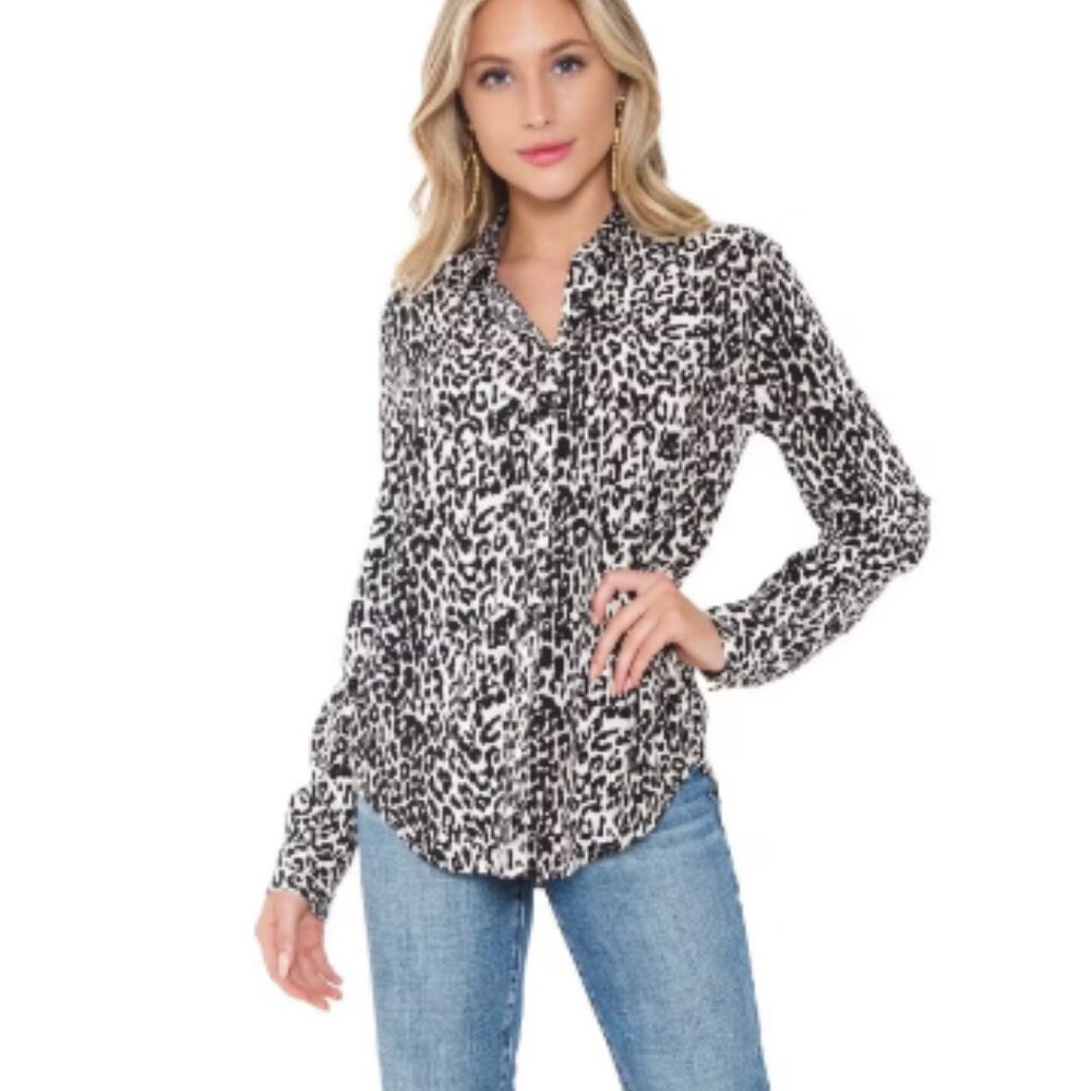 Womens Pistola Elle Animal Print Top Sz Small MSRP $108